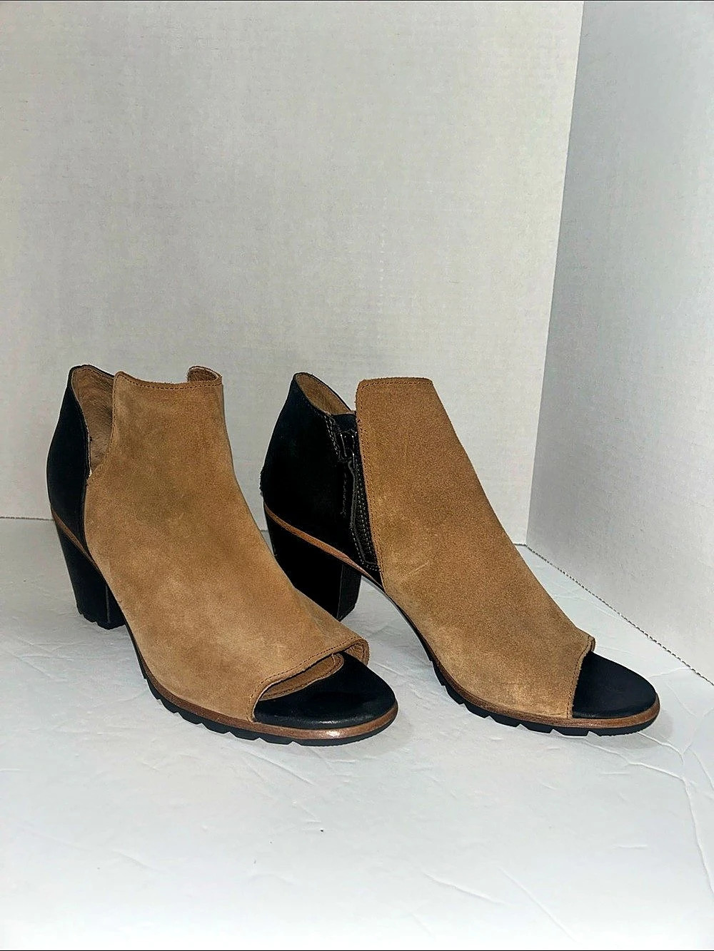 Sorel After Hours Wedge Bootie Brown & Black Open-Toe Heeled Boots
